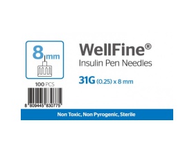 Ambitas Wellfine Insulin Pen Needles Βελόνες για Πένα Ινσουλίνης 31Gx8mm, 100τμχ