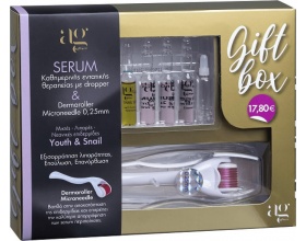 Ag Pharm Gift Box Serum & Derma Roller Σετ Περιποίησης με Αμπούλες για Μεικτές,Λιπαρές & Νεανικές Επιδερμίδες 5τμχ & Συσκευή Μασάζ Προσώπου 0.25mm 1τμχ