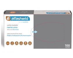 Alfashield Latex Gloves Γάντια Λάτεξ Ελαφρώς Πουδραρισμένα σε Χρώμα Λευκό Νο Large, 100τμχ