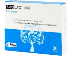 Bifolac Restore Probiotics Adult Συμπλήρωμα Διατροφής για την Αποκατάσταση της Εντερικής Χλωρίδας, 30 κάψουλες Bifolac Restore Probiotics Adult Συμπλήρωμα Διατροφής για την Αποκατάσταση της Εντερικής Χλωρίδας, 30 κάψουλες