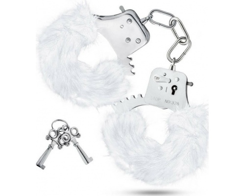 Temptasia Plush Fur Cuffs White Μεταλλικές Χειροπέδες με Γούνα, 1 ζευγάρι