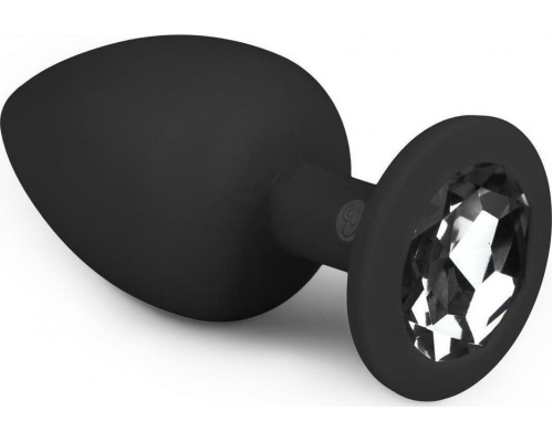 EasyToys Diamond Plug Large Black Μεγάλη Πρωκτική Σφήνα με Ασημένιο Κρύσταλλο, 1τμχ