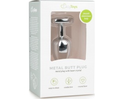 EasyToys Metal Butt Plug No 2 Silver/Clear Πρωκτική Μεταλλική Σφήνα με Κρύσταλλο Καρδιά 7.4cm, 1τμχ EasyToys Metal Butt Plug No 2 Silver/Clear Πρωκτική Μεταλλική Σφήνα με Κρύσταλλο Καρδιά 7.4cm, 1τμχ