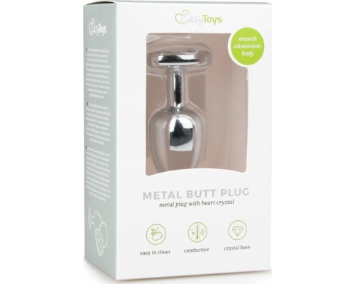 EasyToys Metal Butt Plug No 2 Silver/Clear Πρωκτική Μεταλλική Σφήνα με Κρύσταλλο Καρδιά 7.4cm, 1τμχ EasyToys Metal Butt Plug No 2 Silver/Clear Πρωκτική Μεταλλική Σφήνα με Κρύσταλλο Καρδιά 7.4cm, 1τμχ