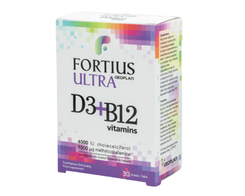 Geoplan Fortius Ultra D3 4000iu & B12 1000mg Συμπλήρωμα Διατροφής για την Καλή Λειτουργία του Ανοσοποιητικού Συστήματος, 30 δισκία  Geoplan Fortius Ultra D3 4000iu & B12 1000mg Συμπλήρωμα Διατροφής για την Καλή Λειτουργία του Ανοσοποιητικού Συστήματος, 30 δισκία