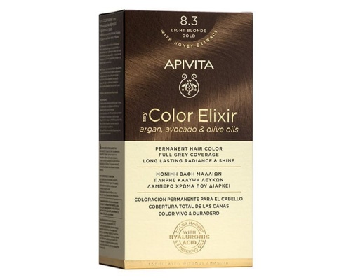 Apivita My Color Elixir No 8.3 Μόνιμη Βαφή Μαλλιών Ξανθό Ανοιχτό Μελί, 1τμχ Apivita My Color Elixir No 8.3 Μόνιμη Βαφή Μαλλιών Ξανθό Ανοιχτό Μελί, 1τμχ
