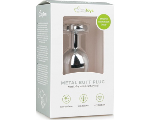 EasyToys Metal Butt Plug No 7 Silver/Clear Πρωκτική Μεταλλική Σφήνα με Κρύσταλλο Καρδιά 8.3cm, 1τμχ EasyToys Metal Butt Plug No 7 Silver/Clear Πρωκτική Μεταλλική Σφήνα με Κρύσταλλο Καρδιά 8.3cm, 1τμχ