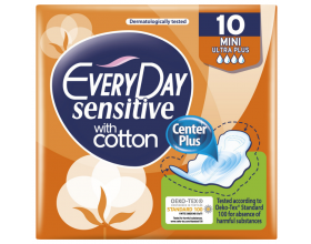 Every Day, Sensitive With Cotton Mini Ultra Plus, Σερβιέτες με Φτερά, 10τμχ.