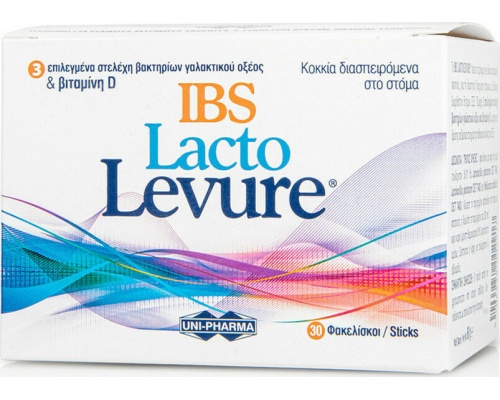 Uni-Pharma Lacto Levure IBS Συμπλήρωμα Προβιοτικών για Άτομα με Σύνδρομο Ευερέθιστου Εντέρου, 30 φακελίσκοι