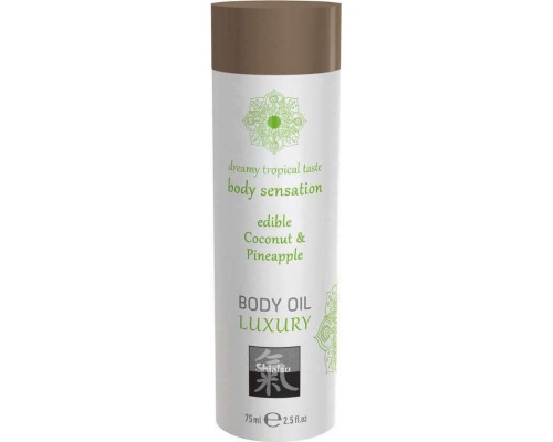 Shiatsu Luxury Body Oil Edible Coconut & Pineapple Λάδι Μασάζ με Άρωμα Καρύδα & Ανανά, 75ml Shiatsu Luxury Body Oil Edible Coconut & Pineapple Λάδι Μασάζ με Άρωμα Καρύδα & Ανανά, 75ml