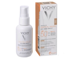 Vichy Capital Soleil UV-Age Daily Tinted SPF50+ Αντηλιακό Προσώπου με Χρώμα κατά της Φωτογήρανσης, 40ml  Vichy Capital Soleil UV-Age Daily Tinted SPF50+ Αντηλιακό Προσώπου με Χρώμα κατά της Φωτογήρανσης, 40ml