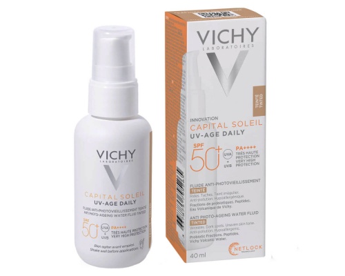 Vichy Capital Soleil UV-Age Daily Tinted SPF50+ Αντηλιακό Προσώπου με Χρώμα κατά της Φωτογήρανσης, 40ml  Vichy Capital Soleil UV-Age Daily Tinted SPF50+ Αντηλιακό Προσώπου με Χρώμα κατά της Φωτογήρανσης, 40ml