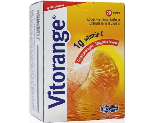 Uni-Pharma Vitorange Vitamin C Συμπλήρωμα Διατροφής με Βιταμίνη C & Γεύση Μανταρίνι, 20 φακελίσκοι