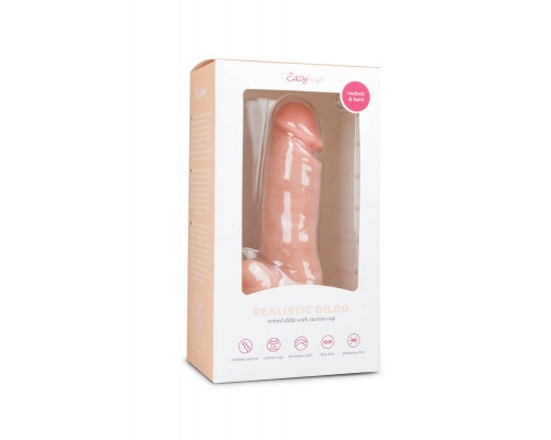 EasyToys Realistic Dildo Φλεβικός Δονητής με Βεντούζα σε Χρώμα Μπεζ 17.5cm, 1τμχ