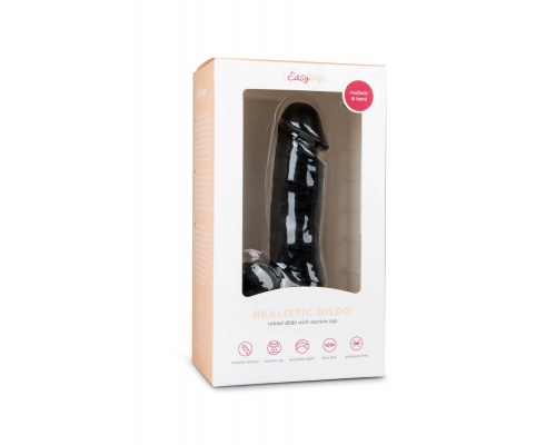 EasyToys Realistic Dildo Φλεβικός Δονητής με Βεντούζα σε Χρώμα Μαύρο 17.5cm, 1τμχ
