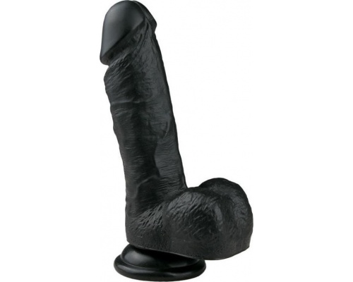 EasyToys Realistic Dildo Φλεβικός Δονητής με Βεντούζα σε Χρώμα Μαύρο 17.5cm, 1τμχ