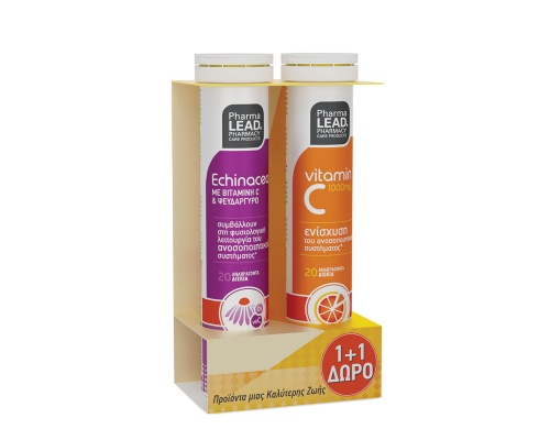 Pharmalead Promo Pack Echinacea & ΔΩΡΟ Vitamin C 1000mg για Ενίσχυση του Ανοσοποιητικού, 2x20 αναβράζοντα δισκία Pharmalead Promo Pack Echinacea & ΔΩΡΟ Vitamin C 1000mg για Ενίσχυση του Ανοσοποιητικού, 2x20 αναβράζοντα δισκία