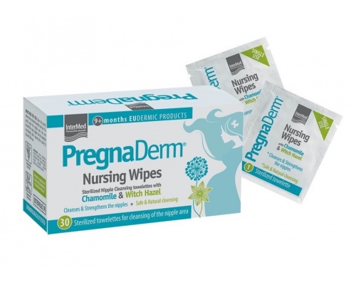 Intermed Pregnaderm Nursing Wipes Αποστειρωμένα Υγρά Μαντηλάκια για τον Καθαρισμό της Θηλής, 30τμχ Intermed Pregnaderm Nursing Wipes Αποστειρωμένα Υγρά Μαντηλάκια για τον Καθαρισμό της Θηλής, 30τμχ