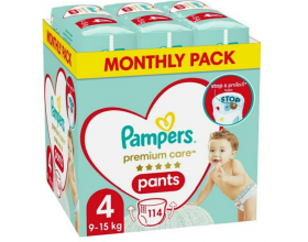 Pampers Premium Pants, Πάνες Βρακάκι No4 Monthly Pack, 9-15kg, 114 Πάνες.