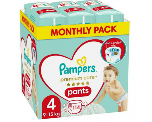 Pampers Premium Pants, Πάνες Βρακάκι No4 Monthly Pack, 9-15kg, 114 Πάνες. Pampers Premium Pants, Πάνες Βρακάκι No4 Monthly Pack, 9-15kg, 114 Πάνες.