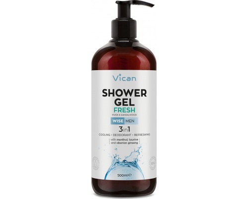 VIcan Wise Men Shower Gel 3in1 Fresh Ανδρικό Αφρόλουτρο με Άρωμα Σανταλόξυλου & Musk, 500ml VIcan Wise Men Shower Gel 3in1 Fresh Ανδρικό Αφρόλουτρο με Άρωμα Σανταλόξυλου & Musk, 500ml