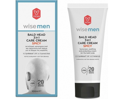 Vican Wise Men Bald Head 3in1 Care Cream Spicy Αντηλιακή, Καταπραϋντική & Προστατευτική Κρέμα για το Δέρμα της Κεφαλής, 100ml Vican Wise Men Bald Head 3in1 Care Cream Spicy Αντηλιακή, Καταπραϋντική & Προστατευτική Κρέμα για το Δέρμα της Κεφαλής, 100ml