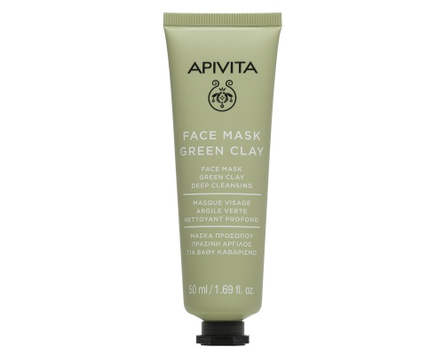 Apivita Face Mask with Green Clay, Μάσκα Προσώπου με Πράσινη Άργιλο, για βαθύ καθαρισμό χωρίς να αφυδατώνει, απομακρύνει την περίσσεια σμήγματος & συσφίγγει τους πόρους,  50 ml Apivita Face Mask with Green Clay, Μάσκα Προσώπου με Πράσινη Άργιλο, για βαθύ καθαρισμό χωρίς να αφυδατώνει, απομακρύνει την περίσσεια σμήγματος & συσφίγγει τους πόρους,  50 ml