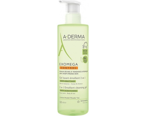 A-Derma Exomega Control Emollient 2in1 Cleansing Gel Μαλακτικό Τζελ Καθαρισμού για Ατοπικό-Ξηρό Δέρμα, 500ml A-Derma Exomega Control Emollient 2in1 Cleansing Gel Μαλακτικό Τζελ Καθαρισμού για Ατοπικό-Ξηρό Δέρμα, 500ml