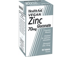 Health Aid Zinc Gluconate 70mg Συμπλήρωμα Διατροφής με Ψευδάργυρο, 90 ταμπλέτες Health Aid Zinc Gluconate 70mg Συμπλήρωμα Διατροφής με Ψευδάργυρο, 90 ταμπλέτες