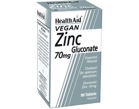 Health Aid Zinc Gluconate 70mg Συμπλήρωμα Διατροφής με Ψευδάργυρο, 90 ταμπλέτες Health Aid Zinc Gluconate 70mg Συμπλήρωμα Διατροφής με Ψευδάργυρο, 90 ταμπλέτες