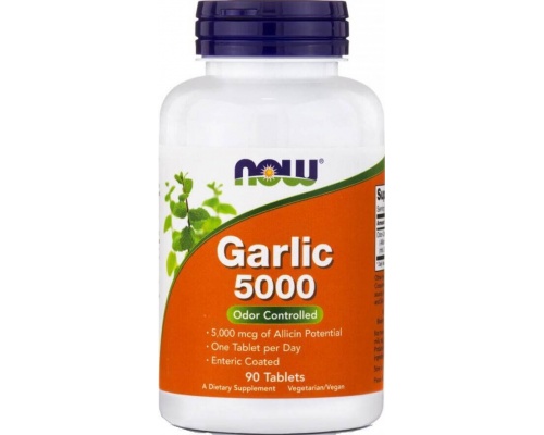 Now Foods Garlic 5000mcg Συμπλήρωμα Διατροφής για την Χοληστερόλη & την Υποστήριξη του Καρδιαγγειακού, 90 ταμπλέτες  Now Foods Garlic 5000mcg Συμπλήρωμα Διατροφής για την Χοληστερόλη & την Υποστήριξη του Καρδιαγγειακού, 90 ταμπλέτες