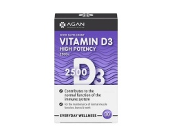 Agan Vitamin D3 High Potency 2500iu Συμπλήρωμα Διατροφής με Βιταμίνη D, 30 ταμπλέτες Agan Vitamin D3 High Potency 2500iu Συμπλήρωμα Διατροφής με Βιταμίνη D, 30 ταμπλέτες
