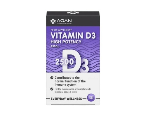 Agan Vitamin D3 High Potency 2500iu Συμπλήρωμα Διατροφής με Βιταμίνη D, 30 ταμπλέτες Agan Vitamin D3 High Potency 2500iu Συμπλήρωμα Διατροφής με Βιταμίνη D, 30 ταμπλέτες