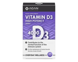Agan Vitamin D3 High Potency 4000iu Συμπλήρωμα Διατροφής με Βιταμίνη D, 30 ταμπλέτες Agan Vitamin D3 High Potency 4000iu Συμπλήρωμα Διατροφής με Βιταμίνη D, 30 ταμπλέτες