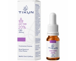 Tikun CBD Any Time 20% Υπογλώσσιες Σταγόνες Ελαίου Κάνναβης, 10ml