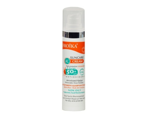 Froika AC Suncare Cream SPF50+ Αντηλιακή Κρέμα Προσώπου για Λιπαρό Δέρμα με Τάση Ακμής, 40ml Froika AC Suncare Cream SPF50+ Αντηλιακή Κρέμα Προσώπου για Λιπαρό Δέρμα με Τάση Ακμής, 40ml