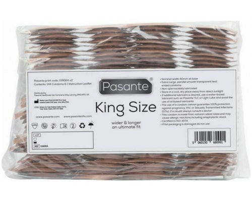 Pasante King Size Προφυλακτικά Σε Μεγάλο Μέγεθος, 144τμχ Pasante King Size Προφυλακτικά Σε Μεγάλο Μέγεθος, 144τμχ
