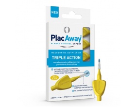 Plac Away Triple Action Μεσοδόντια Βουρτσάκια 0.7mm Κίτρινα, 6τμχ