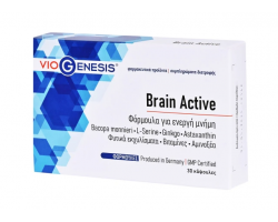 VIOGENESIS Brain Active Συμπλήρωμα διατροφής Ολοκληρωμένη φόρμουλα ενίσχυσης μνήμης με Bacopa Monnieri, φωσφατιδυλική σερίνη και βιταμίνες του συμπλέγματος Β 30 Δισκία VIOGENESIS Brain Active Συμπλήρωμα διατροφής Ολοκληρωμένη φόρμουλα ενίσχυσης μνήμης με Bacopa Monnieri, φωσφατιδυλική σερίνη και βιταμίνες του συμπλέγματος Β 30 Δισκία
