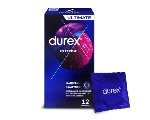 Durex Intense Προφυλακτικά με Ραβδώσεις & Κουκκίδες, 12τμχ Durex Intense Προφυλακτικά με Ραβδώσεις & Κουκκίδες, 12τμχ