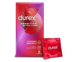 Durex Sensitive Extra Lube Λεπτά Προφυλακτικά με Έξτρα Λίπανση, 6τμχ Durex Sensitive Extra Lube Λεπτά Προφυλακτικά με Έξτρα Λίπανση, 6τμχ