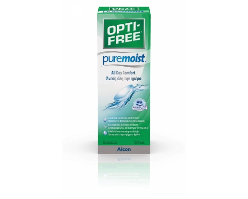 Optifree Pure Moist 300ml, Υγρό φακών επαφής για όλους τους φακούς σιλικόνης, υδρογέλης και μαλακούς φακούς επαφής Optifree Pure Moist 300ml, Υγρό φακών επαφής για όλους τους φακούς σιλικόνης, υδρογέλης και μαλακούς φακούς επαφής