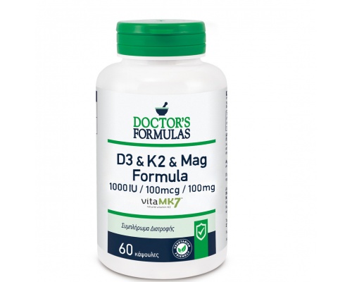 Doctor's Formulas D3 & K2 & Mag Formula Συμπλήρωμα Διατροφής για τη Φυσιολογική Λειτουργία του Νευρικού & Μυικού Συστήματος, 60 κάψουλες Doctor's Formulas D3 & K2 & Mag Formula Συμπλήρωμα Διατροφής για τη Φυσιολογική Λειτουργία του Νευρικού & Μυικού Συστήματος, 60 κάψουλες