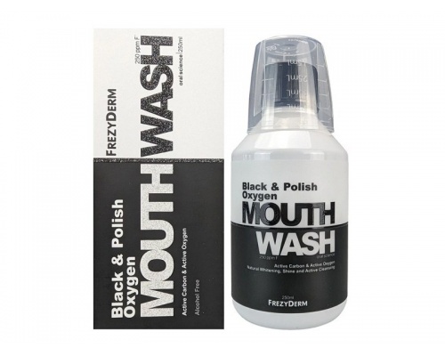 Frezyderm Black & Polish Oxygen Mouthwash Στοματικό Διάλυμα για Λεύκανση με Ενεργό Άνθρακα & Ενεργό Οξυγόνο, 250ml Frezyderm Black & Polish Oxygen Mouthwash Στοματικό Διάλυμα για Λεύκανση με Ενεργό Άνθρακα & Ενεργό Οξυγόνο, 250ml