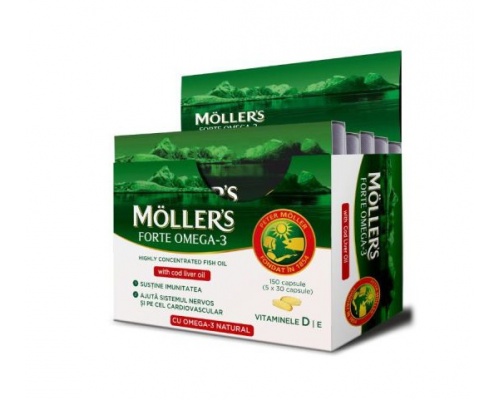 Moller's Forte Omega-3 Συμπλήρωμα Διατροφής με Μουρουνέλαιο, 150 κάψουλες Moller's Forte Omega-3 Συμπλήρωμα Διατροφής με Μουρουνέλαιο, 150 κάψουλες