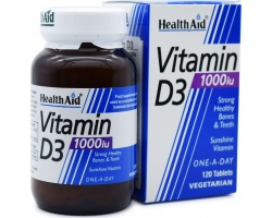 Health Aid Vitamin D3 1000iu Συμπλήρωμα Διατροφής για την Υγεία των Οστών & του Ανοσοποιητικού, 120 ταμπλέτες Health Aid Vitamin D3 1000iu Συμπλήρωμα Διατροφής για την Υγεία των Οστών & του Ανοσοποιητικού, 120 ταμπλέτες