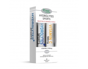 Power Health Hydrolytes Sports με Στέβια + ΔΩΡΟ Vitamin C 500mg, 2x20 αναβράζοντα δισκία  Power Health Hydrolytes Sports με Στέβια + ΔΩΡΟ Vitamin C 500mg, 2x20 αναβράζοντα δισκία