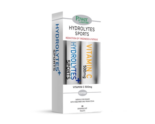 Power Health Hydrolytes Sports με Στέβια + ΔΩΡΟ Vitamin C 500mg, 2x20 αναβράζοντα δισκία  Power Health Hydrolytes Sports με Στέβια + ΔΩΡΟ Vitamin C 500mg, 2x20 αναβράζοντα δισκία