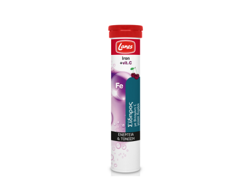 Lanes, Iron + Vit C, Αναβράζων Σίδηρος µε Βιταμίνη C, 20 eff.tabs, Με υπέροχη γεύση κεράσι   Lanes, Iron + Vit C, Αναβράζων Σίδηρος µε Βιταμίνη C, 20 eff.tabs, Με υπέροχη γεύση κεράσι