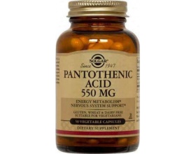Solgar Pantothenic Acid 550mg Συμπλήρωμα Διατροφής για Ενέργεια & Πνευματική Διαύγεια, 50 φυτικές κάψουλες Solgar Pantothenic Acid 550mg Συμπλήρωμα Διατροφής για Ενέργεια & Πνευματική Διαύγεια, 50 φυτικές κάψουλες